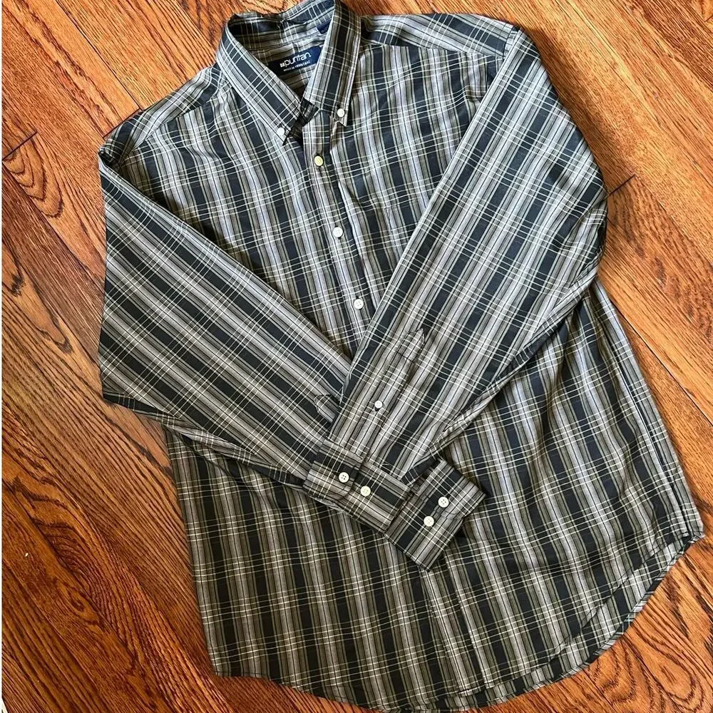 Vintage Y2K Puritan Oversized Plaid Shirt M Dark Academia Quiet Luxury Utility - Picture 15 of 17